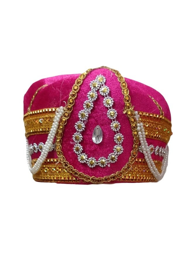 BookMyCostume Pink Mughal Emperor Pagdi Indian Turban for Boys and Men 8-14 Years - Image 1
